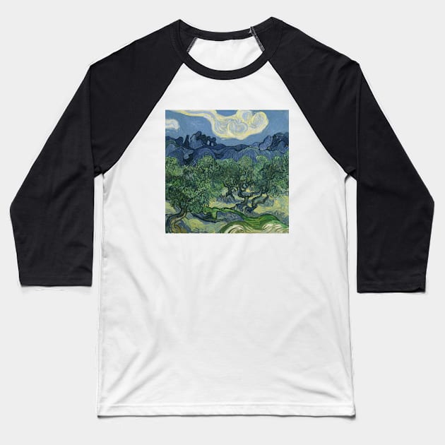 Vincent Van Gogh- Olive Trees Baseball T-Shirt by SybaDesign